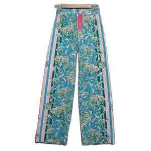 Lilly Pulitzer Women Size XXS Bal Harbour Palazzo Pants Floral Blue Tropical NWT